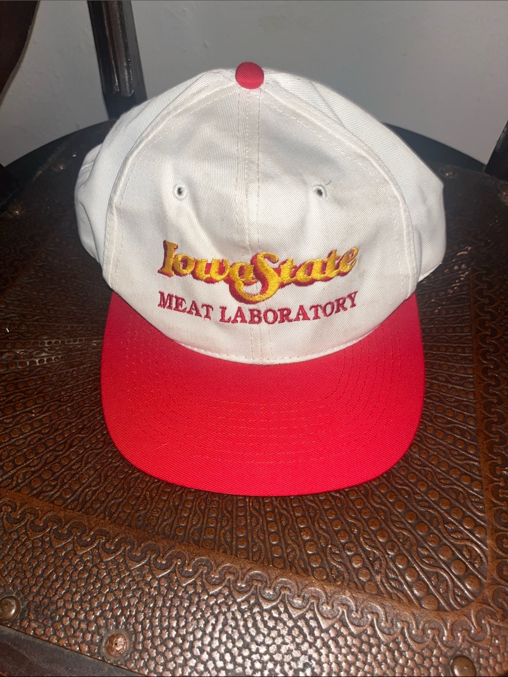 Meat Laboratory White and Red Baseball Hat